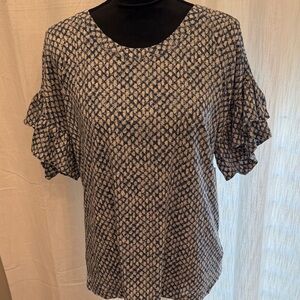 Liverpool Navy and Cream Patterned Blouse